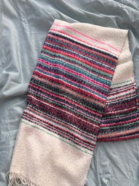 GAP Woven Blanket Scarf Fringe Multicolor Stripe Wrap Cozy Oversized